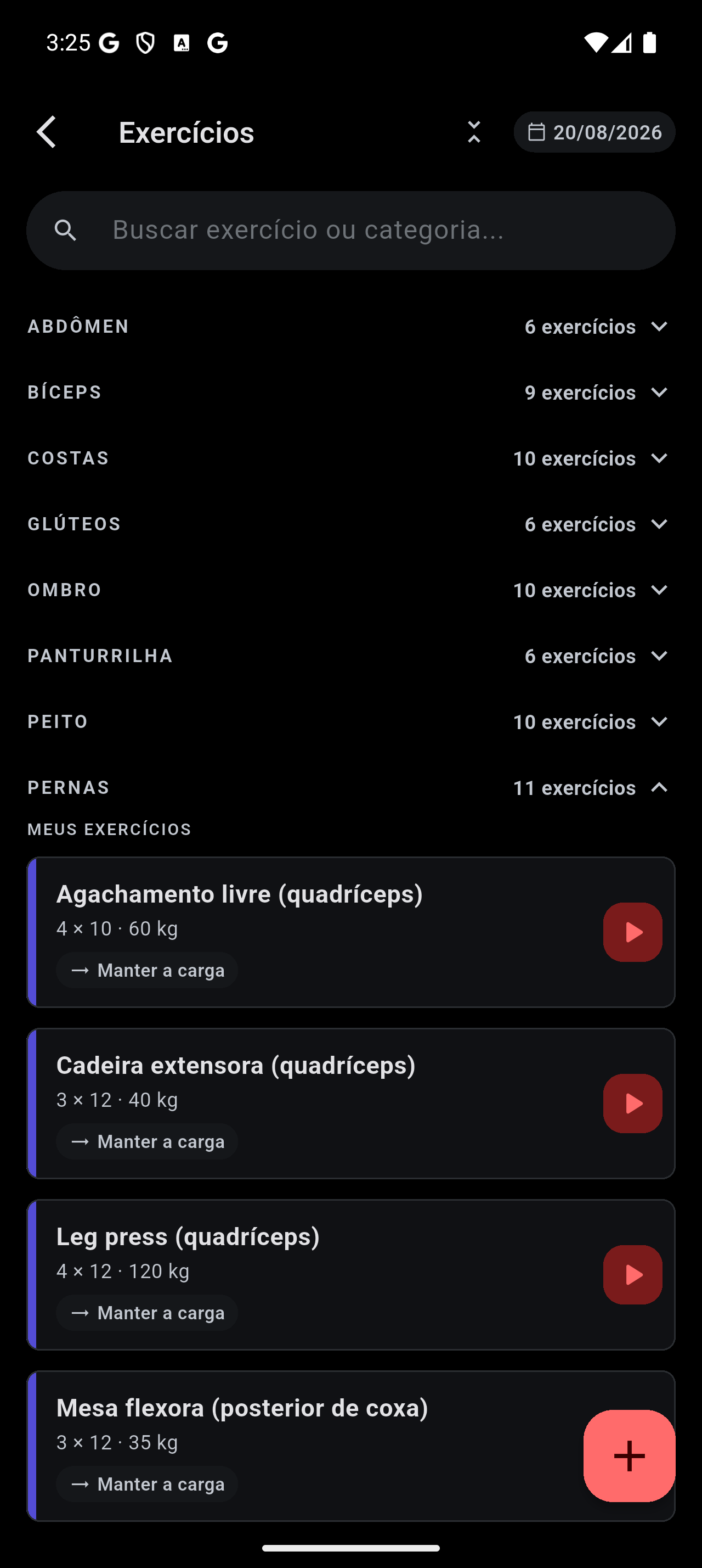 Biblioteca de exercícios organizada por categorias
